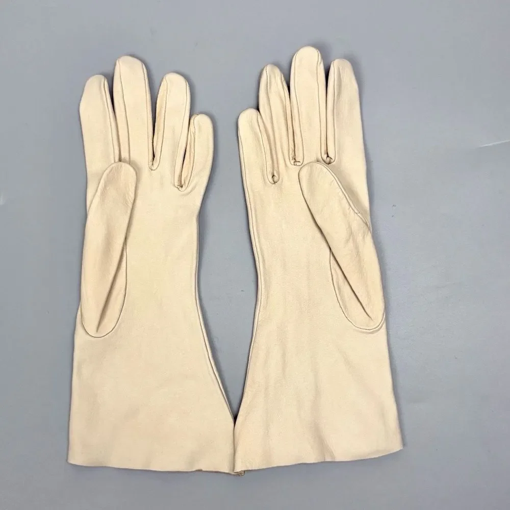 Vintage Deerskin Leather Gloves Cream Color size 7 Unlined